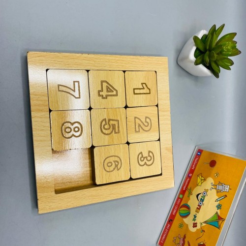 Wooden Eight Digit Tiles Moving Puzzle Educational Toy For kids 